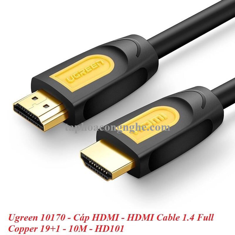 Ugreen 10170 10M màu Vàng Cáp tín hiệu HDMI chuẩn 1.4 hỗ trợ phân giải 4K * 2K HD101 30010170